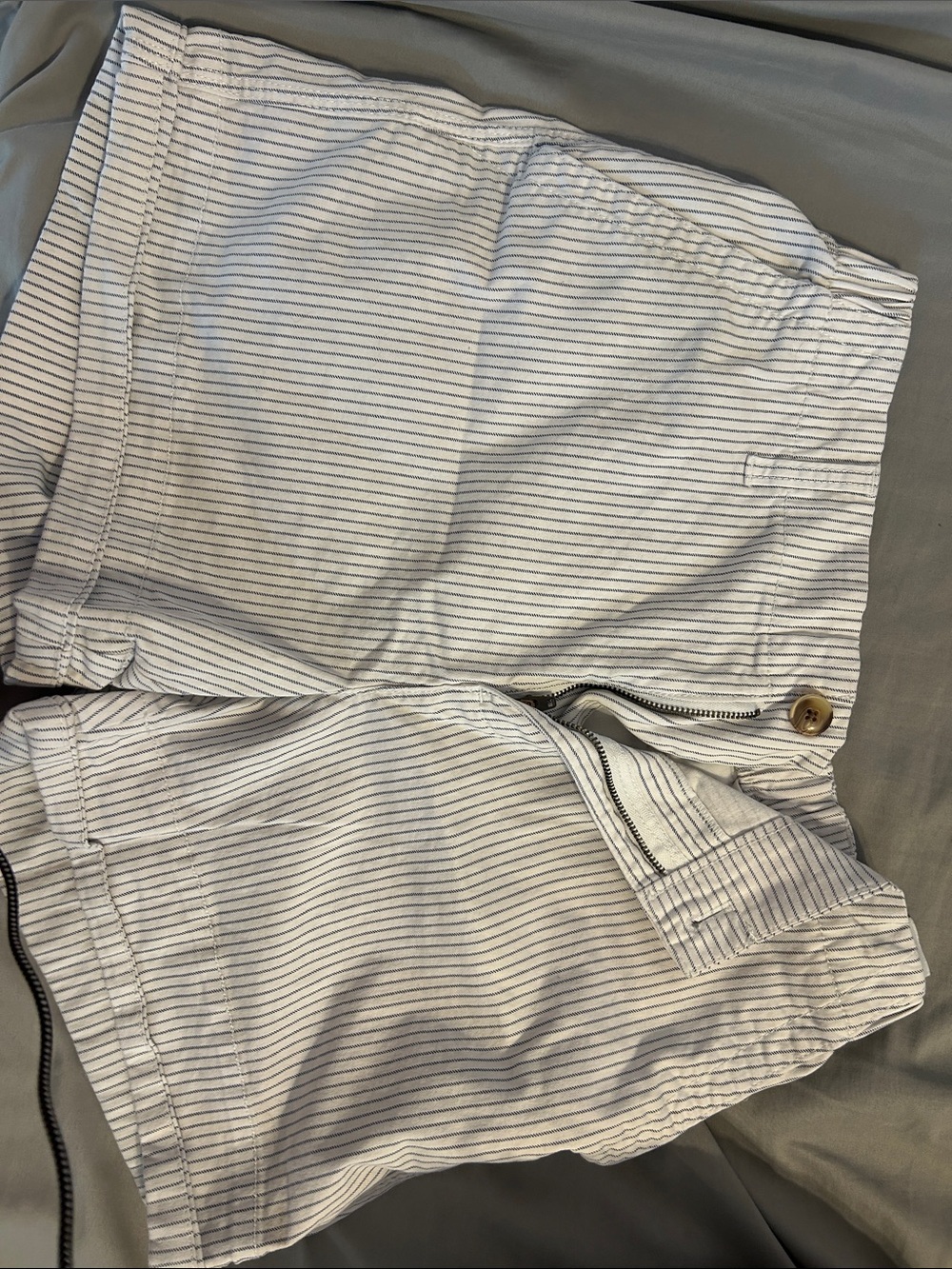 Old Navy White and Navy Pinstripe High-Waist Women’s Shorts